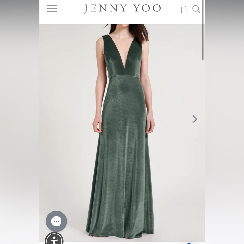 JENNY YOO Logan Velvet Maxi Dress in DARK EUCALYPTUS Size 8
